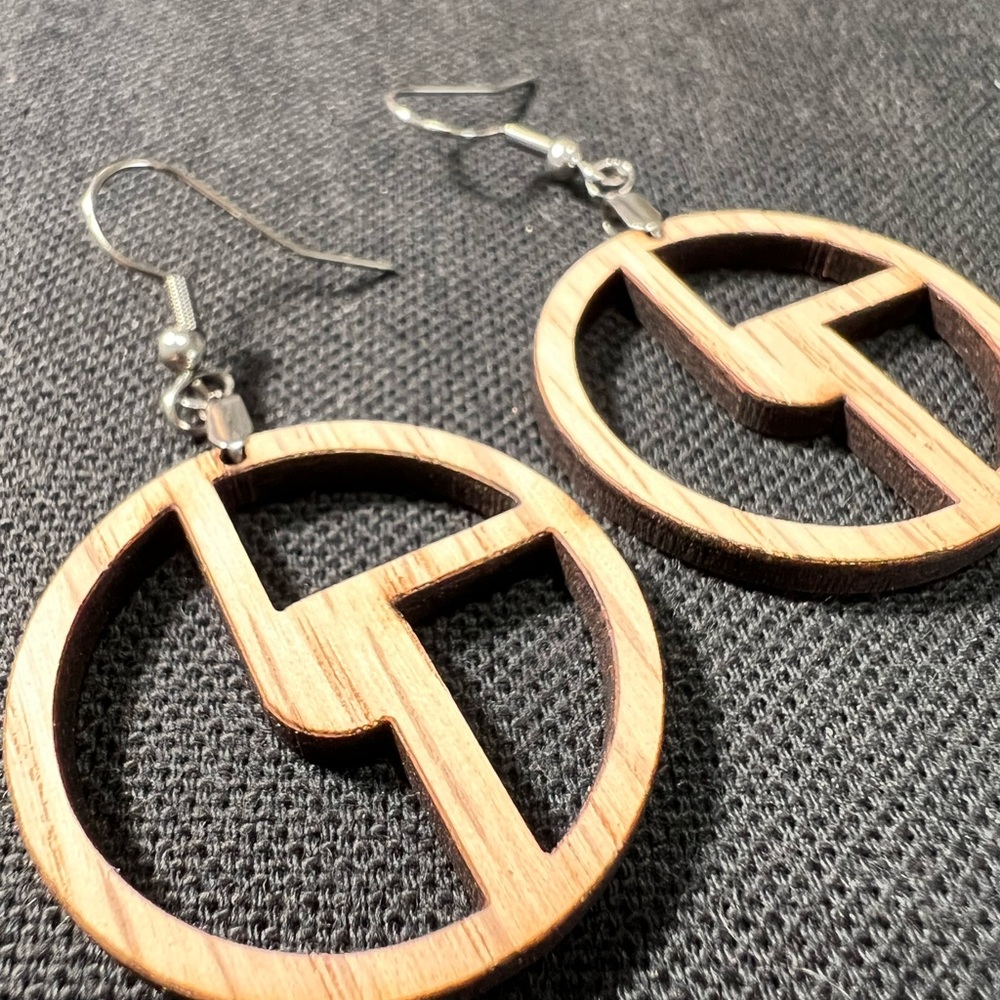 Wooden Disco Biscuits Earrings